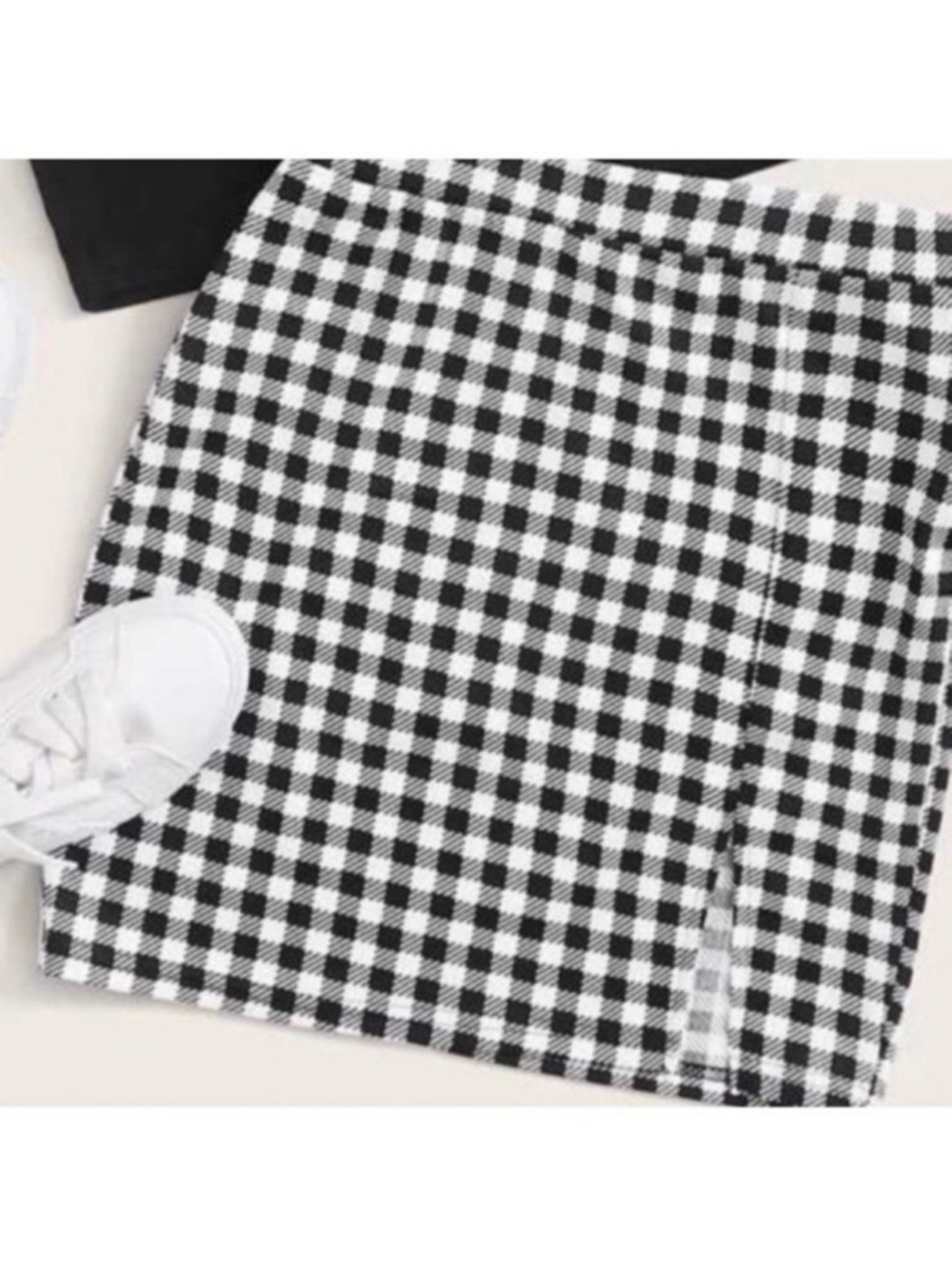 Mini Checkered Skirt | Black and White | Size: L